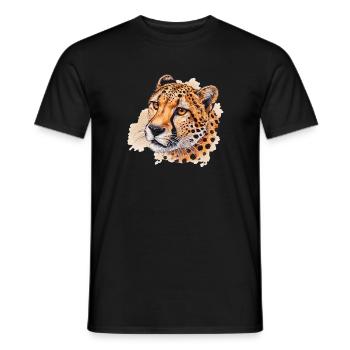 Watercolor look cheetah head - Men's T-Shirt - black - Front - AI Model Male 178 light (178cm)