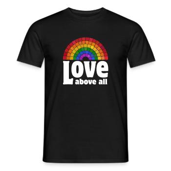 Love Above All | Rainbow Pride Design - Men's T-Shirt - black - Front - AI Model Male 178 light (178cm)