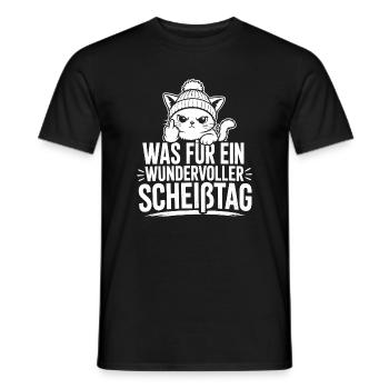 Katzen Shirt – Was für ein wundervoller Scheißtag - Männer T-Shirt - Schwarz - Vorne - AI Model Male 178 light (178cm)