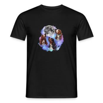 3 Basset Hounds Howling At Moon - Dog Mom Dad - Men's T-Shirt - black - Front - AI Model Male 178 light (178cm)