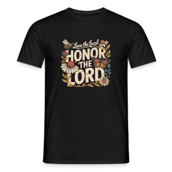 Amour local – Gloire au Seigneur - T-shirt homme - noir - Devant - AI Model Male 178 light (178cm)