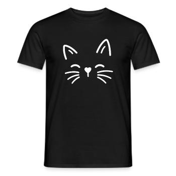 Cute cat with heart nose - Men's T-Shirt - black - Front - AI Model Male 178 light (178cm)