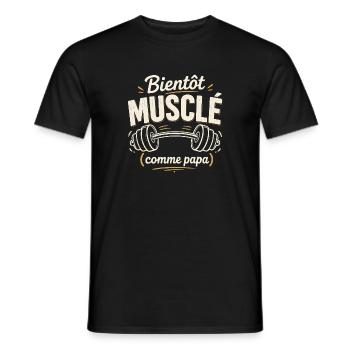 bientôt musclé comme papa gym musculation - T-shirt homme - noir - Devant - AI Model Male 178 light (178cm)