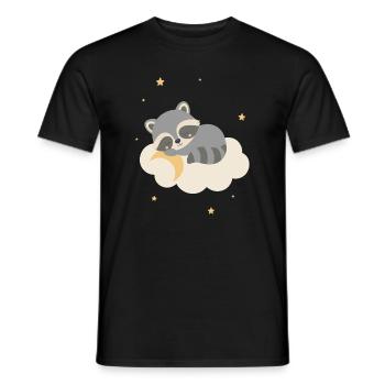 Cute raccoon sleeping on cloud - Men's T-Shirt - black - Front - AI Model Male 178 light (178cm)
