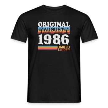 Vintage août 1986 Vintage Rétro Anniversaire - T-shirt homme - noir - Devant - AI Model Male 178 light (178cm)