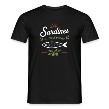 Sardines et Olive Vintage - T-shirt homme - noir - Devant - AI Model Male 178 light (178cm)