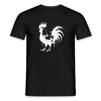 Abstract Rooster White Ink Splatter - Men's T-Shirt - black - Front - AI Model Male 178 light (178cm)