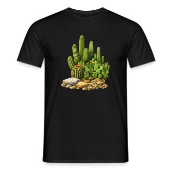 Cacti with flowers - Men's T-Shirt - black - Front - AI Model Male 178 light (178cm)