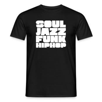 Soul Jazz Funk HipHop Typeface - Men's T-Shirt - black - Front - AI Model Male 178 light (178cm)