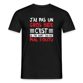 J'ai Pas Un Gros Bide, Tee Shirt Humour Drôle  - T-shirt homme - noir - Devant - AI Model Male 178 light (178cm)