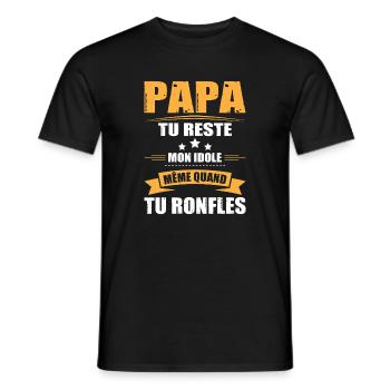 Papa Ronfleur, Tee Shirt Humour Cadeau Papa Drôle - T-shirt homme - noir - Devant - AI Model Male 178 light (178cm)