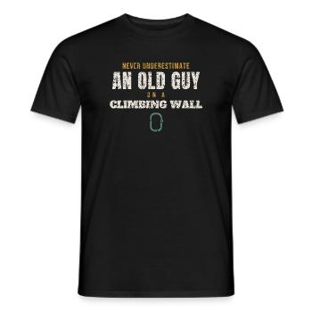 Old Guy On A Climbing Wall - Men's T-Shirt - black - Front - AI Model Male 178 light (178cm)