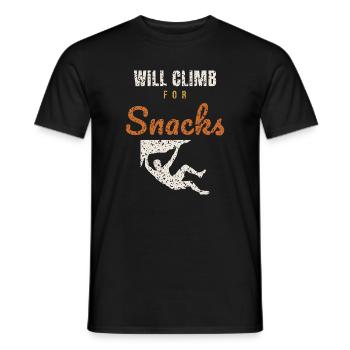 Will Climb For Snacks - Men's T-Shirt - black - Front - AI Model Male 178 light (178cm)