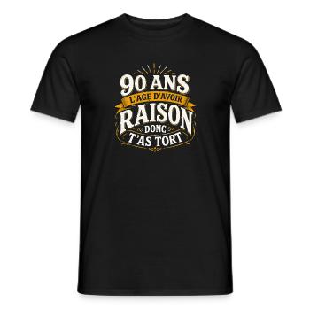 90 ans | Humour Cadeau D’anniversaire 90 ans - T-shirt homme - noir - Devant - AI Model Male 178 light (178cm)