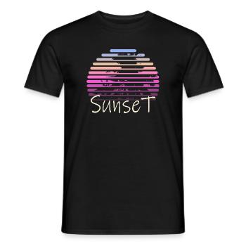  Sunset Palm Trees - T-shirt homme - noir - Devant - AI Model Male 178 light (178cm)
