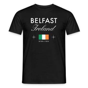 Belfast, Irlande du Nord, Coordonnées Souvenir de voyage - T-shirt homme - noir - Devant - AI Model Male 178 light (178cm)