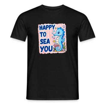 Heureux de mer, Hippocampe de mer, amour de mer - T-shirt homme - noir - Devant - AI Model Male 178 light (178cm)
