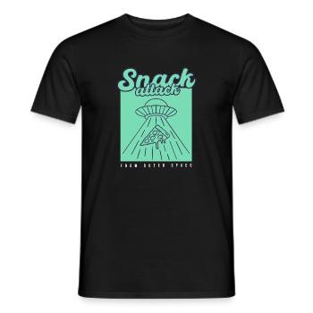 UFO Pizza Snack - Men's T-Shirt - black - Front - AI Model Male 178 light (178cm)