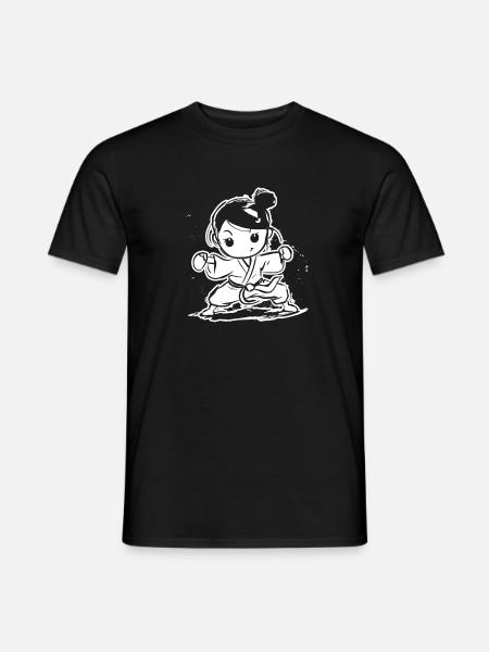 Karate Mädchen Cartoon Look - Männer T-Shirt - Schwarz