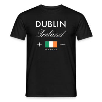 Dublin Ireland Coordinates Travel Souvenir - Men's T-Shirt - black - Front - AI Model Male 178 light (178cm)