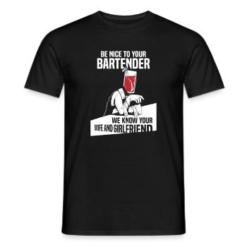 Serveur Barman Barchef - T-shirt homme - noir - Devant - AI Model Male 178 light (178cm)