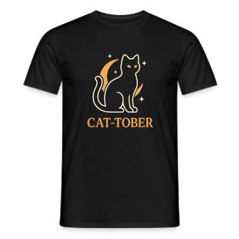 Halbmond-Katzen-Mond - Männer T-Shirt - Schwarz - Vorne - AI Model Male 178 light (178cm)