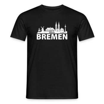 BREMEN Skyline weiss - Männer T-Shirt - Schwarz - Vorne - AI Model Male 178 light (178cm)