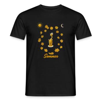 Goldene Katzensommer Kreis - Männer T-Shirt - Schwarz - Vorne - AI Model Male 178 light (178cm)