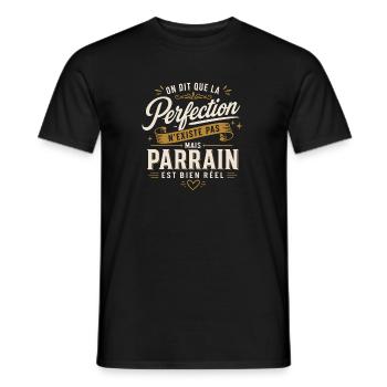 On dit que la perfection n'existe pas mais parrain - T-shirt homme - noir - Devant - AI Model Male 178 light (178cm)