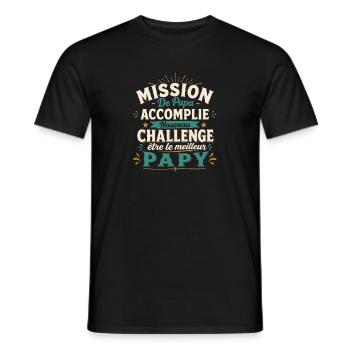 Mission De Papa Accomplie Cadeau Pour Futur Papy - T-shirt homme - noir - Devant - AI Model Male 178 light (178cm)