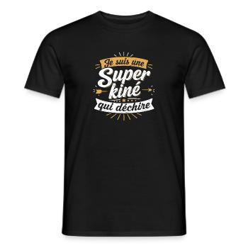 Je suis une Super kiné qui déchire - T-shirt homme - noir - Devant - AI Model Male 178 light (178cm)