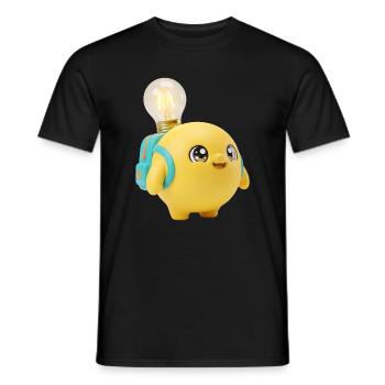 Mascotte jaune mignonne de l’école avec une ampoule Planète Ba - T-shirt homme - noir - Devant - AI Model Male 178 light (178cm)
