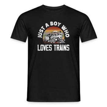 Only A Boy Who Love Trains Retro Vintage - T-shirt homme - noir - Devant - AI Model Male 178 light (178cm)
