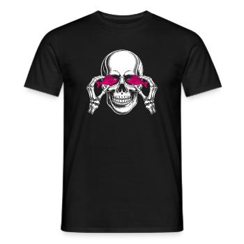 Skull with Pink Fish - Men's T-Shirt - black - Front - AI Model Male 178 light (178cm)
