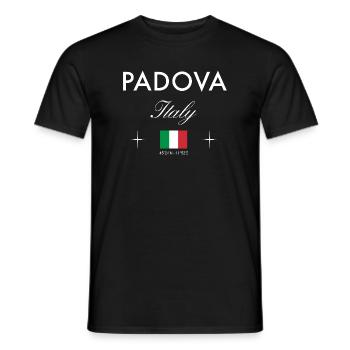 Padua Italy Coordinates Travel Souvenir - Men's T-Shirt - black - Front - AI Model Male 178 light (178cm)