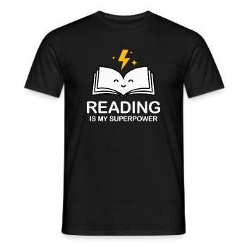 La lecture est mon super-pouvoir | Chemise d’amoureux des livres - T-shirt homme - noir - Devant - AI Model Male 178 light (178cm)