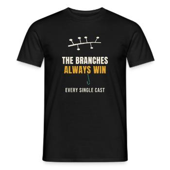 Pêche Les branches gagnent toujours à chaque lancer - T-shirt homme - noir - Devant - AI Model Male 178 light (178cm)