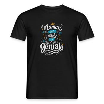 Maman est déjà la plus géniale - T-shirt homme - noir - Devant - AI Model Male 178 light (178cm)