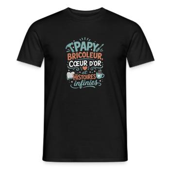 Papy Bricoleur et Histoires Infinies - T-shirt homme - noir - Devant - AI Model Male 178 light (178cm)