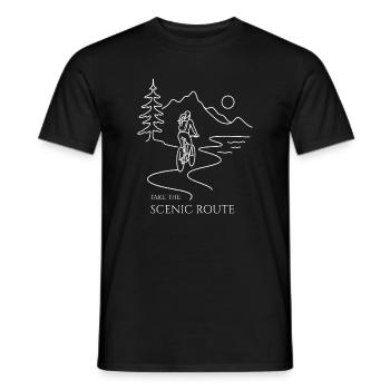 cyclist woman mountains Take the Scenic Route - Men's T-Shirt - black - Front - AI Model Male 178 light (178cm)