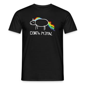 Regenbogen Einhorn Death Metal minimalistisch spaß - Männer T-Shirt - Schwarz - Vorne - AI Model Male 178 light (178cm)