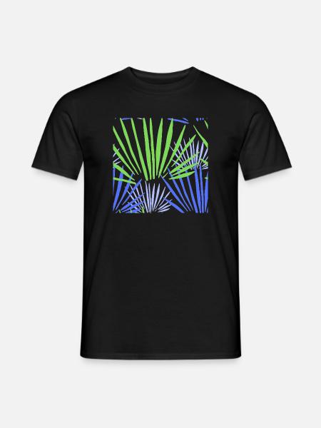 Tropisches Palmen Kontrast Muster - Männer T-Shirt - Schwarz