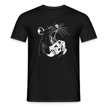 Lustige Ratte mit Käse – Funny Tiermotiv - Männer T-Shirt - Schwarz - Vorne - AI Model Male 178 light (178cm)
