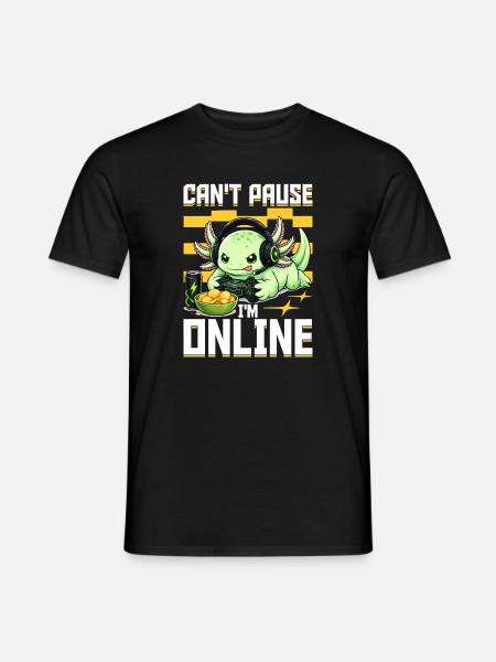Funny Axolotl Gamer Gaming - Männer T-Shirt - Schwarz