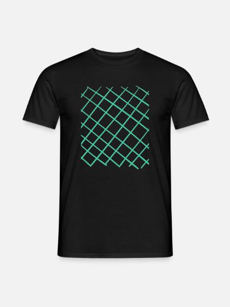 Gitter Muster in Türkis - Männer T-Shirt - Schwarz