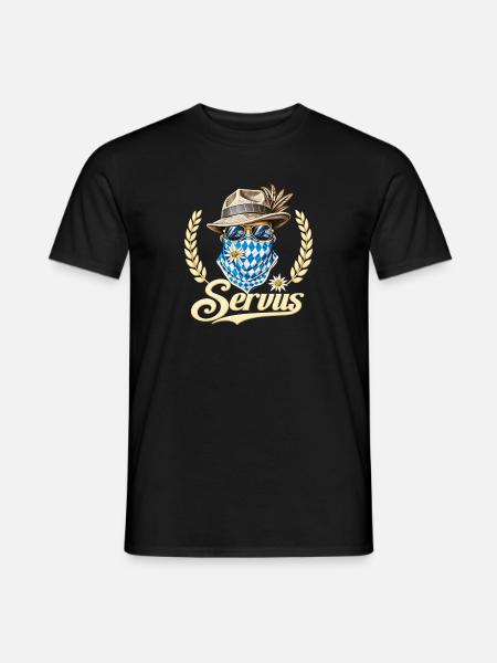 Servus Bayern Edelweiss - Männer T-Shirt - Schwarz