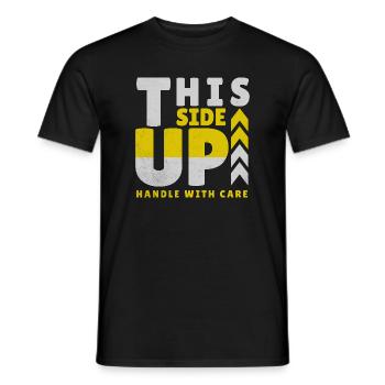 THIS SIDE UP  - Männer T-Shirt - Schwarz - Vorne - AI Model Male 178 light (178cm)