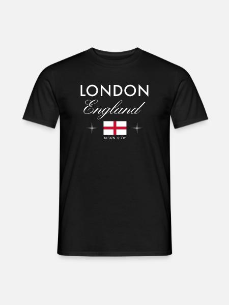London England Koordinaten Reise Souvenir - Männer T-Shirt - Schwarz