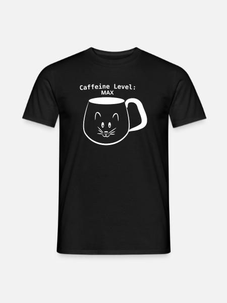 Weißer Katzenbecher Koffein-Level MAX Kunst - Männer T-Shirt - Schwarz
