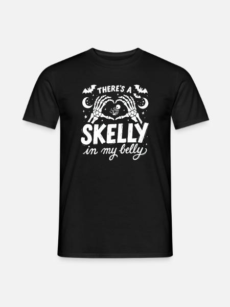 Skelett im Bauch - Männer T-Shirt - Schwarz